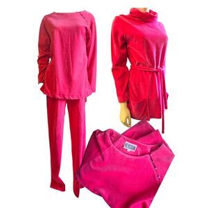 Vintage Hot Pink Velour‎ Women's Pants & Tops Lot